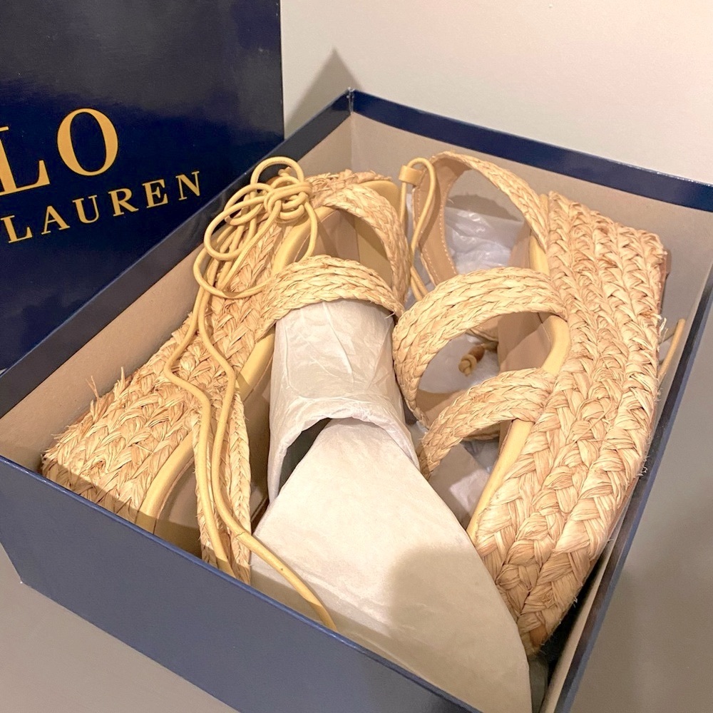 Polo Ralph Lauren Raffia Platform Shoe sz 7.5 - Picture 14 of 15